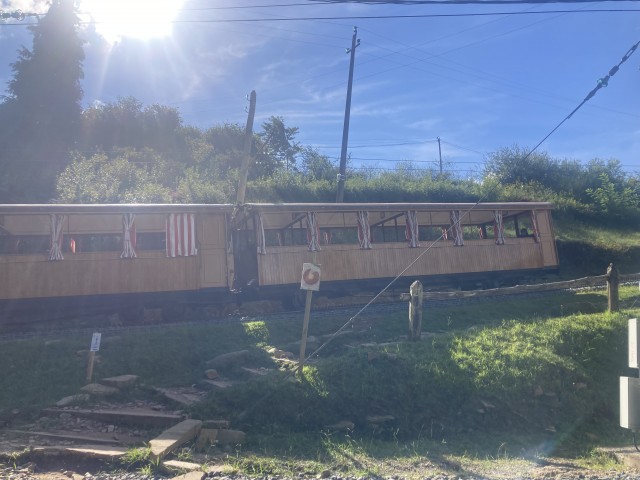 歩き始めると下り電車と遭遇